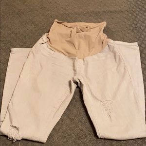 Motherhood white wash distressed maternity jeans